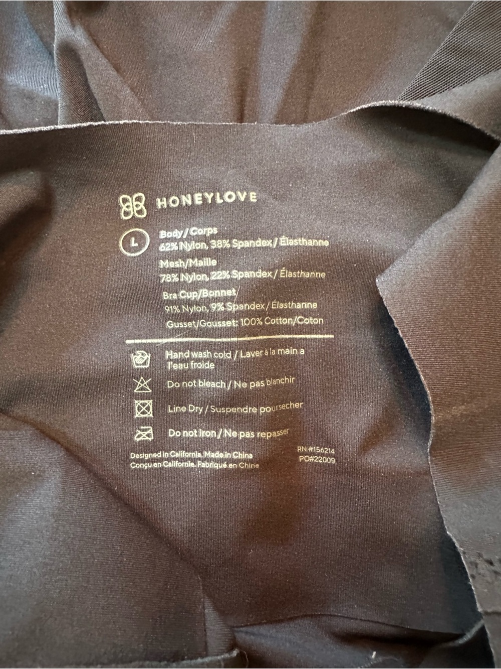 Honeylove Shapewear One Piece Cami Black Large - Picture 5 of 5